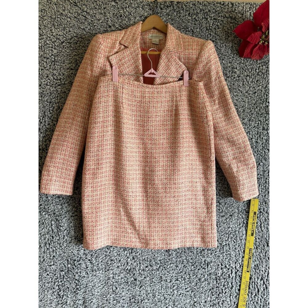 Worthington Women's Pink Tweed Blazer & Skirt Set Size 12 Long Sleeve Casual